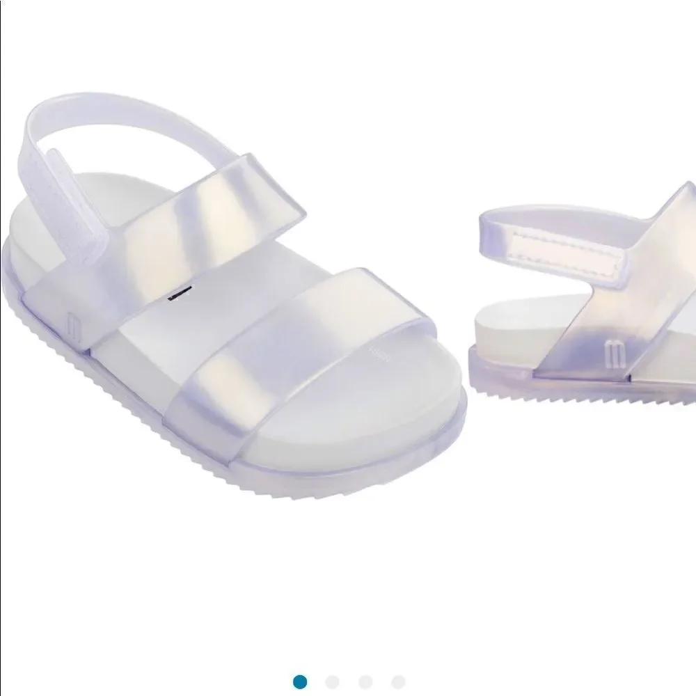 Mini Melissa Girls Glittery Cosmic comfy sandal size 10 in white new
